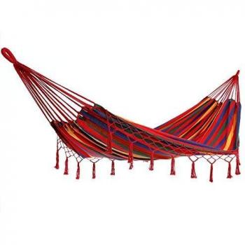 Hamac de jardin à franges rouge