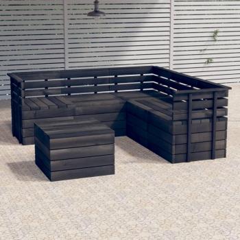 Set de jardín de palets 6 pzas en pino sólido gris