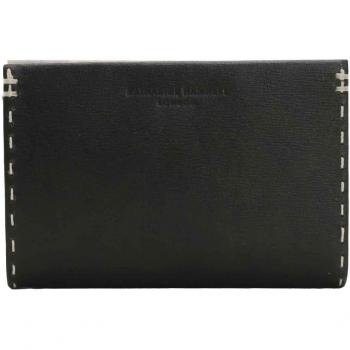Catherine London Hamnett Bifold Wallet Color Tailored 2 – schwarze Brieftasche aus antikem Kip‑Leder