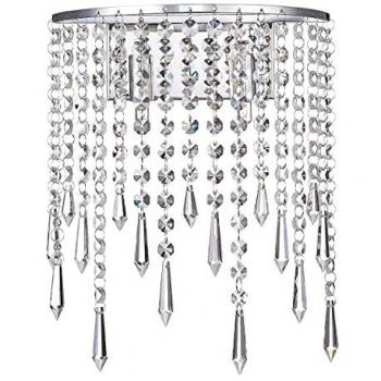 Contemporary Wall Lamp Chrome Hanging Crystal