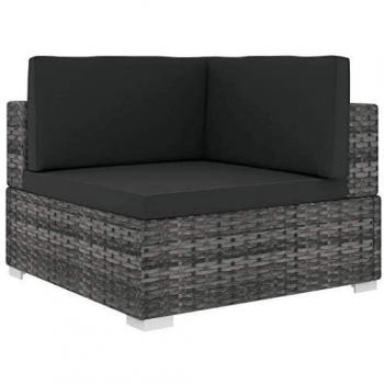 Poltrona Modulare in Polyrattan con Cuscini Grigi