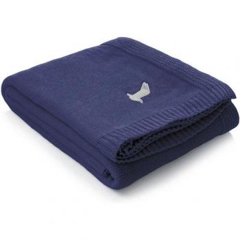 Wolldecke MÖVE “Cozy Strickdecke” – Blau (Navy), 130 cm × 170 cm, Wolle, wohnend