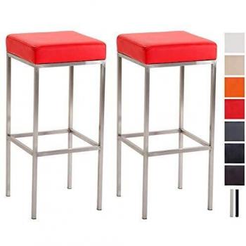 Robuster Metal Barstuhl Newark – 2er Pack, Kunstlederrot, Sitzhöhe 85 cm