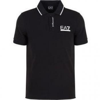EA7 3DPF17 PJ03Z Camisetas Manga corta Polos Hombre Negro