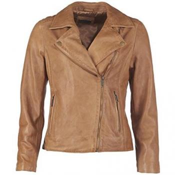 Bikerjacke JCC 1703 Gr. 36, braun (cognac), Damen, Obermaterial 100% Lammleder / Futter: 100% Baumwolle, Jacken