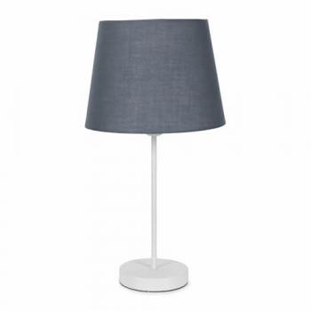 Charlie White Metal Single Stem Lamp with Grey Tapered Shade