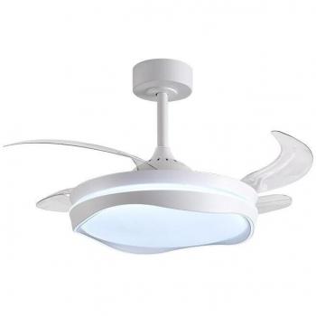 Ventilador de Techo Blanco ALMÁTI 108 cm: 72 W, 4 Aspas Retráctiles + LED 6480 lm