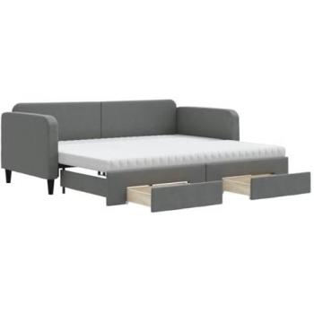 VidaXL Tagesbett mit Schubladen und Ausziehmechanismus Dunkelgrau 90x190 cm