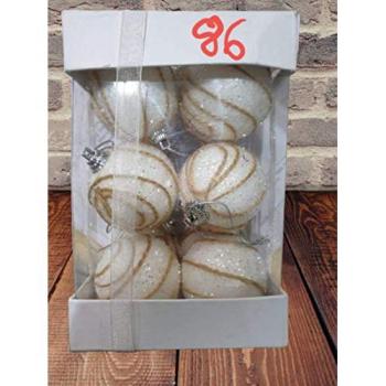 Shatterproof Glittered Christmas Baubles – White, 4 cm
