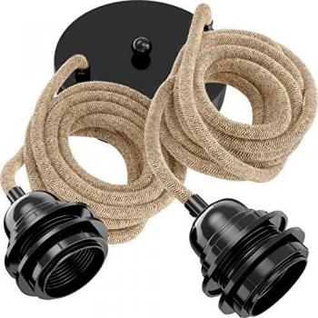 Suspension Hoopzi Corde Tissée Noir 2,5m avec Douilles E27