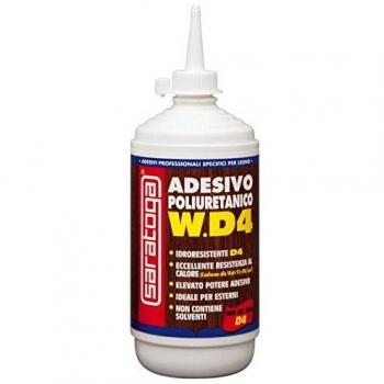 Adesivo per legno Saratoga W.D4, colla poliuretanica per esterni (500 ml)