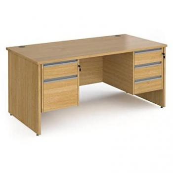 Office Desk Rectangular 1600mm with Double Pedestal Oak Top and Panel End Leg 800mm Depth Contract 25 CP16S23-S-O