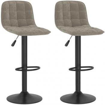 Set Bar Chic in Velluto Grigio – 2 sgabelli