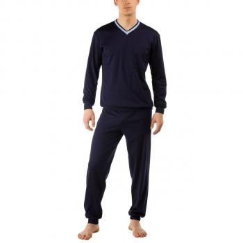Calida Herren Pyjama Chill Out, Zweiteilig, Einfarbig, XL, Blau