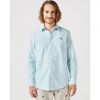 Camicia Wrangler Green Stripe Oxford L 11235080 a maniche lunghe