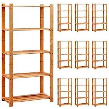 Vidaxl 5-Tier Shelving Unit 10 pcs 80x38x170 cm Solid Pinewood 250 kg