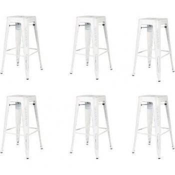 Set di Sgabelli in Metallo Bianco Invecchiato
