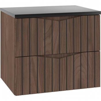 Meuble vasque compact noir & brun – 60 × 51 × 46 cm