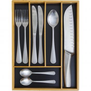 Range Couverts en bambou 5 compartiments noir et naturel