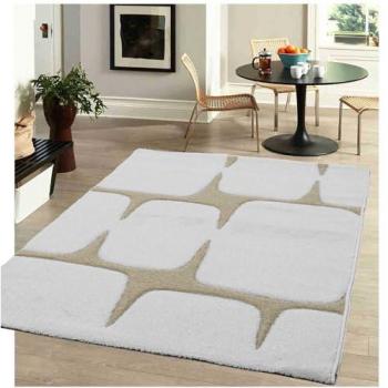 Vimoda Wohnzimmer‑Steinmotiv Teppich – Handgeschnittene Konturen, 12 mm Höhe, Beige/Anthrazit, 80x150 cm