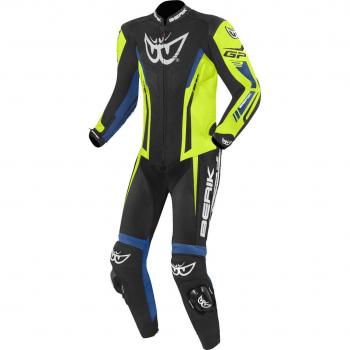 Chaqueta de Cuero para Motores Berik Monza Negro/Blue/Yellow