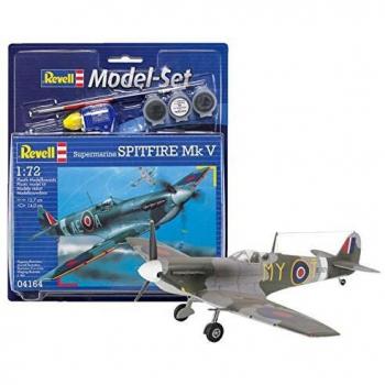 Kit modello Spitfire Mk.V Model Set: scatola contenente il modello, colori, pennello e colla Revell