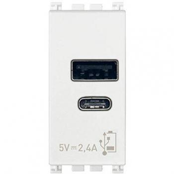 Bloc d'alimentation Vimar Arke USB A+C 5V 2,4A 1 module blanc