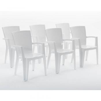 Lot de 6 chaises empilables DIANA blanches pour usage extérieur