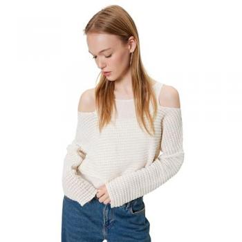 Koton Women’s Long-Sleeve T-Shirt mit Häkeldetails, Rundhalsausschnitt, Size M