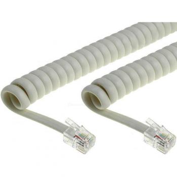 Câble RJ9 4P4C Mâle Filé Roulé, Marfil, 200 cm