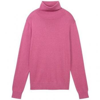 TOM TAILOR Rollkragenpullover für Damen, Basic-Design, rosa, Gr. S