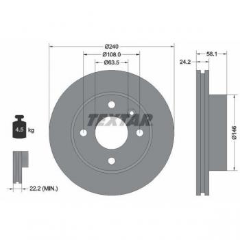 Disque de frein Textar 92022900 – 240 mm, ventilé, compatible berline