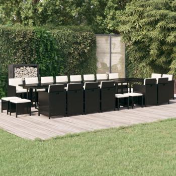Tapisserie d’assise jardin 21 coussins noir résine tressée