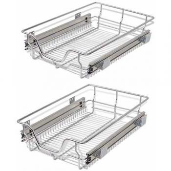 Silver Pull-Out Wire Baskets 2 pcs 400 mm