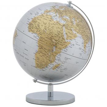 Mappamondo girevole da appoggio 25x34cm Argento e Ruggine