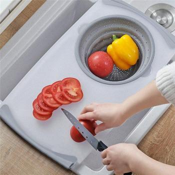 Folding Cutting Board with Integrated Colander