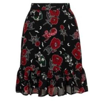 4XL Black Halloween Midi Skirt – Blooming Elle from Hell Bunny