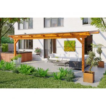 Terrassendach SKANHOLZ Ancona, B:648cm T:250cm, braun (eiche hell), Leimholz