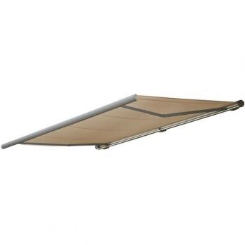 Markise H122 4 × 3 m – MCW Polyester Creme, grauer Rahmen, elektrische Variante
