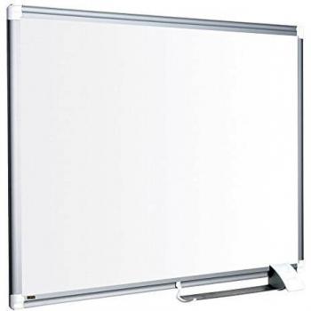 Bi-Office Schreibtafel NEW GENERATION MAYA, emailliert, mit Ablageschale, magnetisch, 150 x 120 cm in silber