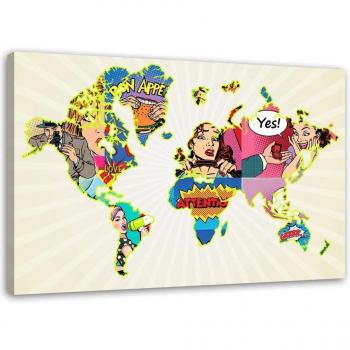 Décoration murale Pop Art Carte du monde 60x40
