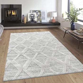 Tapis Bohème à relief blanc ivoire 160x230cm