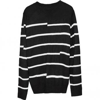 Men's Knit Sweater with Irregular Holes