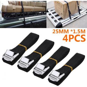 4pcs Black Lashing Straps with Cam Buckles 25mm x 1.5m