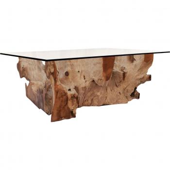 Table Basse Contemporaine en Teck et Verre 120 cm