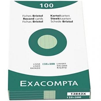 Exacompta Étui de 100 fiches bristol ligné 125x200mm vert