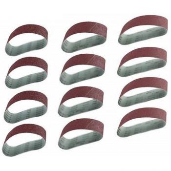 Lot de 12 bandes abrasives en aluminium, grains mixtes (40/80/120), taille 533 x 75 mm, pour ponceuse et machine à polir