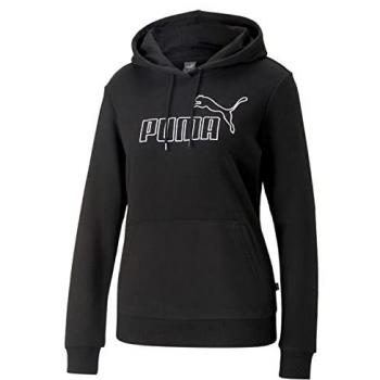 PUMA Damen Kapuzensweatshirt ELEVATED HOODIE in Schwarz, Große Größen mit Kordelzug