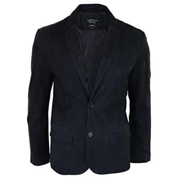TruClothing Men's Suede Blazer‑Inspired Leather Jacket – Black, 5XL