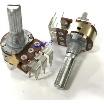 Potenciómetro B50K 25 mm eje doblado doble con pie fijo 6 f
